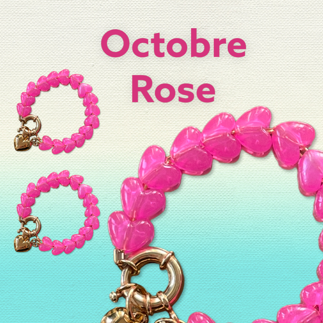 Bracelet Octobre Rose En Coton Rose Coulissant Et Ruban Argenté Avec