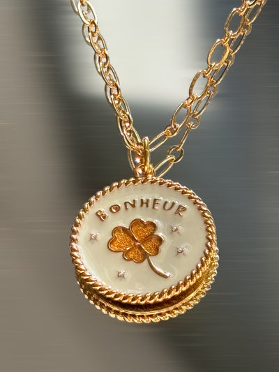 Collier Médaille Bonheur Ivory Gold