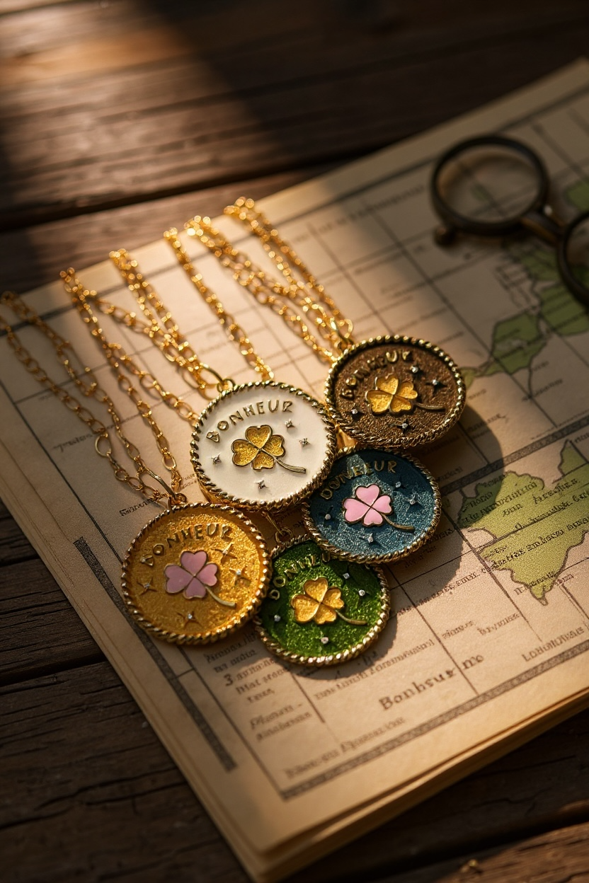 Collier Médaille Bonheur Goldy Pink