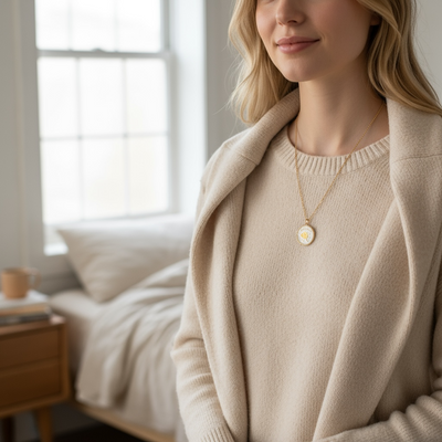 Collier Médaille Bonheur Ivory Gold