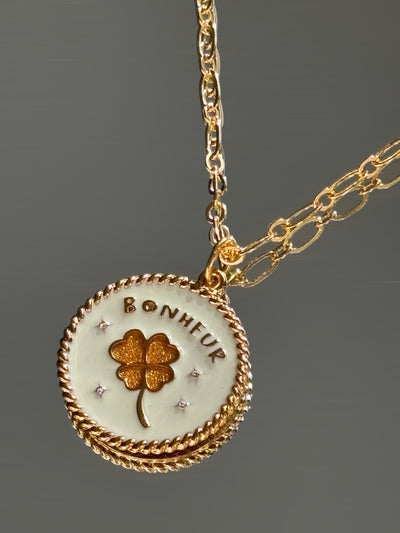 Collier Médaille Bonheur Ivory Gold