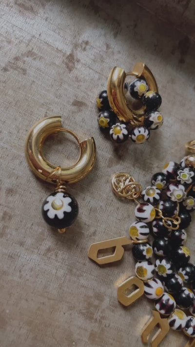 Collier Millefiori BONHEUR Noir et Blanc