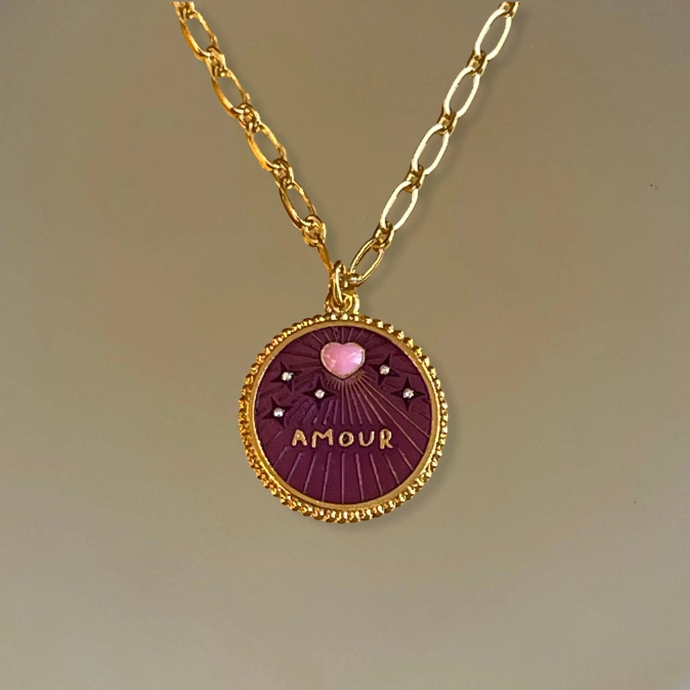 Collier Amour Iris Cœur Rose