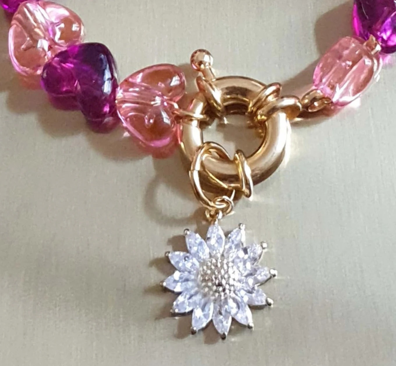 Bracelet Swarovski Flower Pink