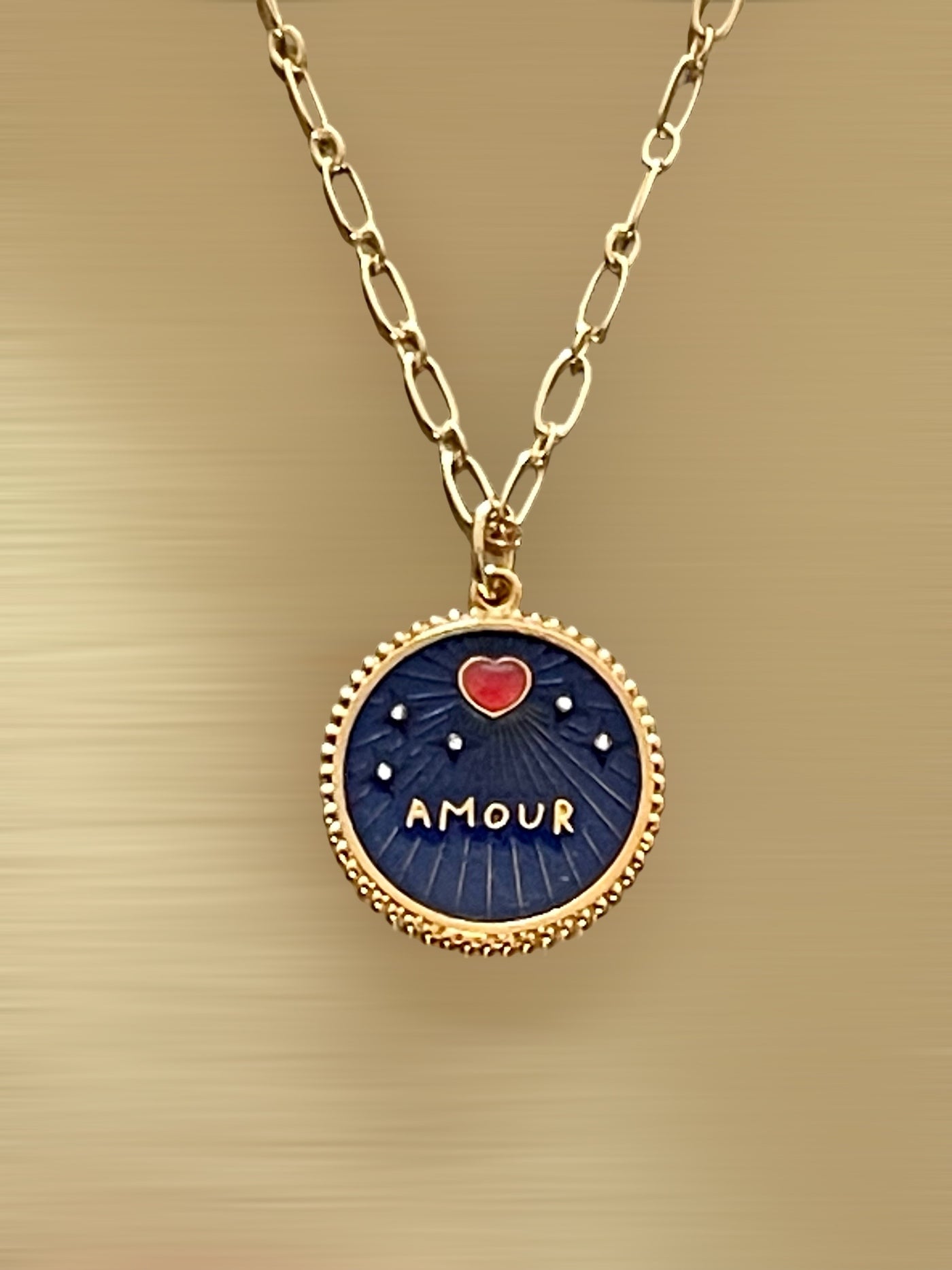 Collier Amour Navy Coeur Rouge